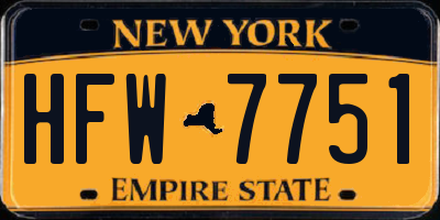 NY license plate HFW7751