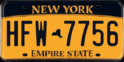 NY license plate HFW7756