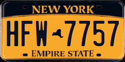 NY license plate HFW7757