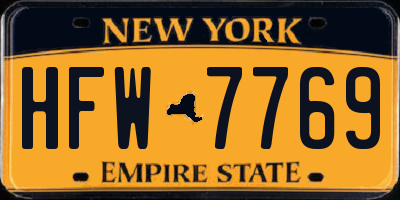 NY license plate HFW7769