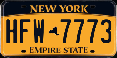 NY license plate HFW7773
