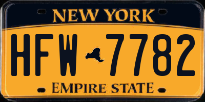 NY license plate HFW7782
