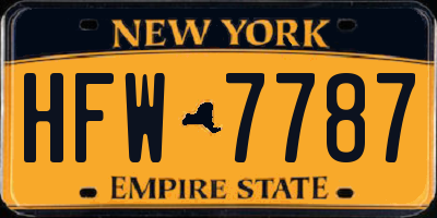 NY license plate HFW7787