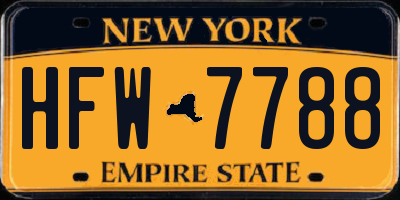 NY license plate HFW7788