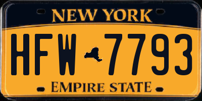 NY license plate HFW7793