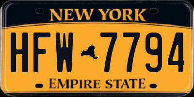 NY license plate HFW7794
