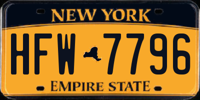 NY license plate HFW7796