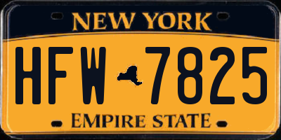 NY license plate HFW7825