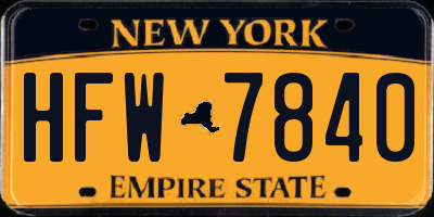 NY license plate HFW7840