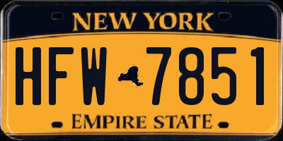 NY license plate HFW7851