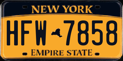 NY license plate HFW7858