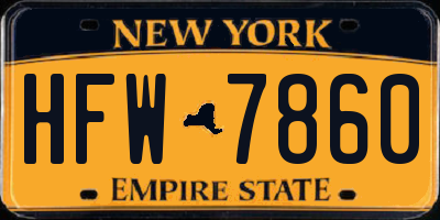 NY license plate HFW7860