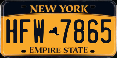 NY license plate HFW7865