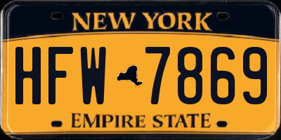 NY license plate HFW7869
