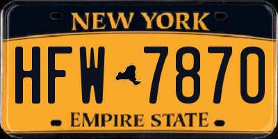 NY license plate HFW7870