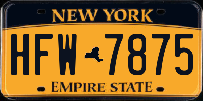 NY license plate HFW7875