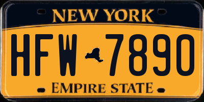 NY license plate HFW7890