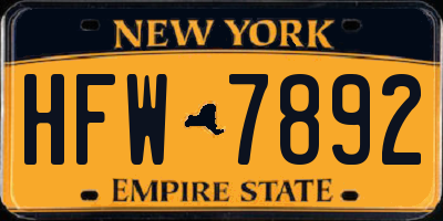 NY license plate HFW7892