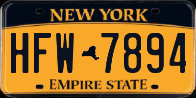 NY license plate HFW7894
