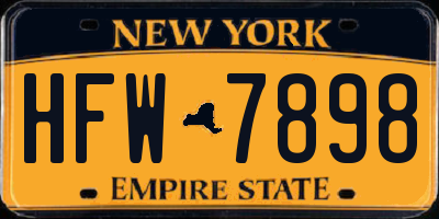 NY license plate HFW7898
