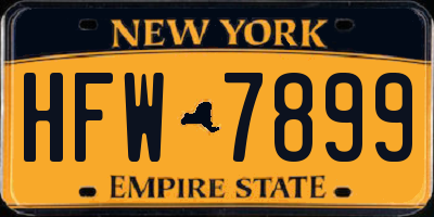 NY license plate HFW7899
