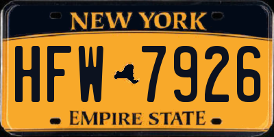NY license plate HFW7926