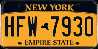 NY license plate HFW7930