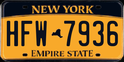 NY license plate HFW7936