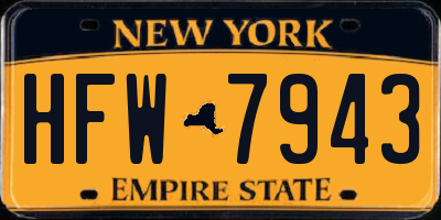 NY license plate HFW7943