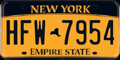 NY license plate HFW7954