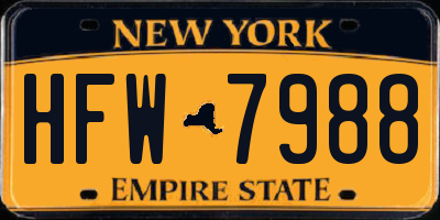 NY license plate HFW7988