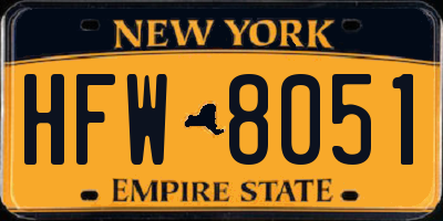 NY license plate HFW8051