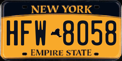 NY license plate HFW8058