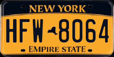 NY license plate HFW8064