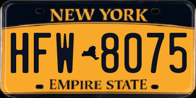 NY license plate HFW8075