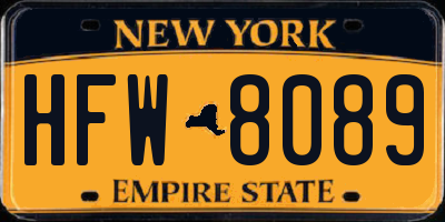 NY license plate HFW8089