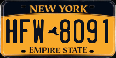 NY license plate HFW8091