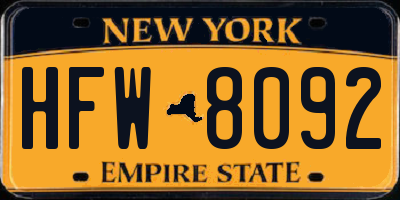 NY license plate HFW8092
