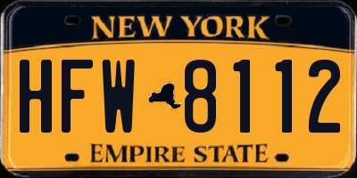 NY license plate HFW8112