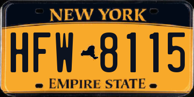 NY license plate HFW8115