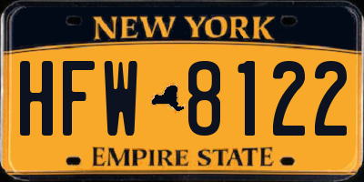NY license plate HFW8122
