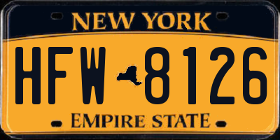 NY license plate HFW8126