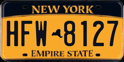 NY license plate HFW8127