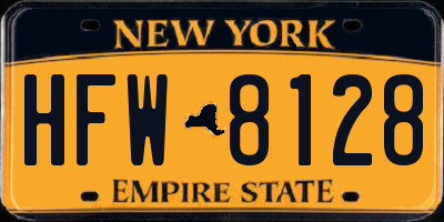 NY license plate HFW8128