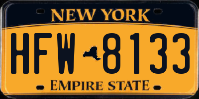 NY license plate HFW8133