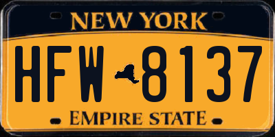 NY license plate HFW8137