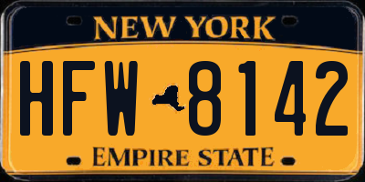 NY license plate HFW8142