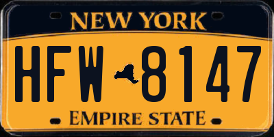 NY license plate HFW8147