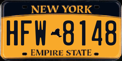 NY license plate HFW8148