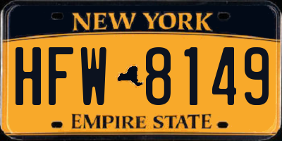 NY license plate HFW8149